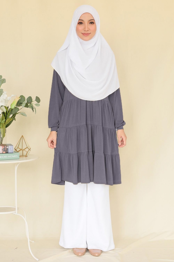 Qalam Blouse - Dark Grey